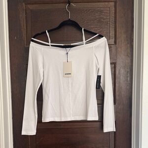 Jacquemus Off-Shoulder White Long Sleeve Top